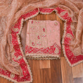 Glass Shimmer Peach Unstitched Suit